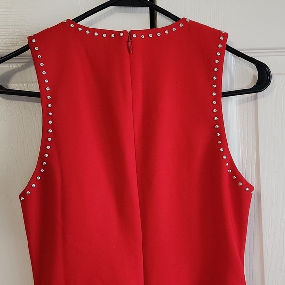 Likely Women's Red Studded Sleeveless Manhattan Bodycon Mini Dress Size 2 - Picture 3 of 10